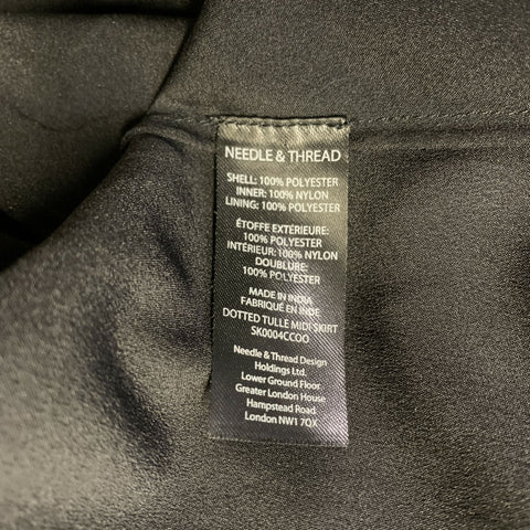 NEEDLE AND THREAD Size 4 Black Polyester Spotted Midi Skirt
