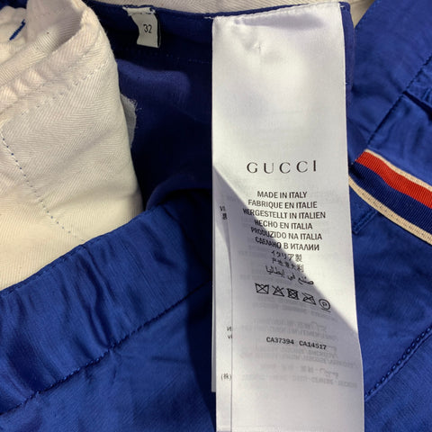 GUCCI 2019 Taille 32 Jogging Décontracté en Viscose et Lin à Rayures Bleues et Rouges