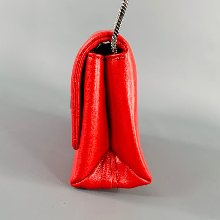 3.1 PHILLIP LIM Alix Red Silver Leather Metal Paper Clip Handbag