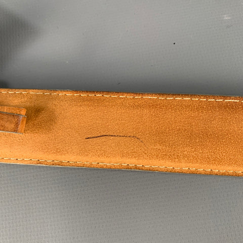 GUCCI Size 36 Beige Silver Leather Belt