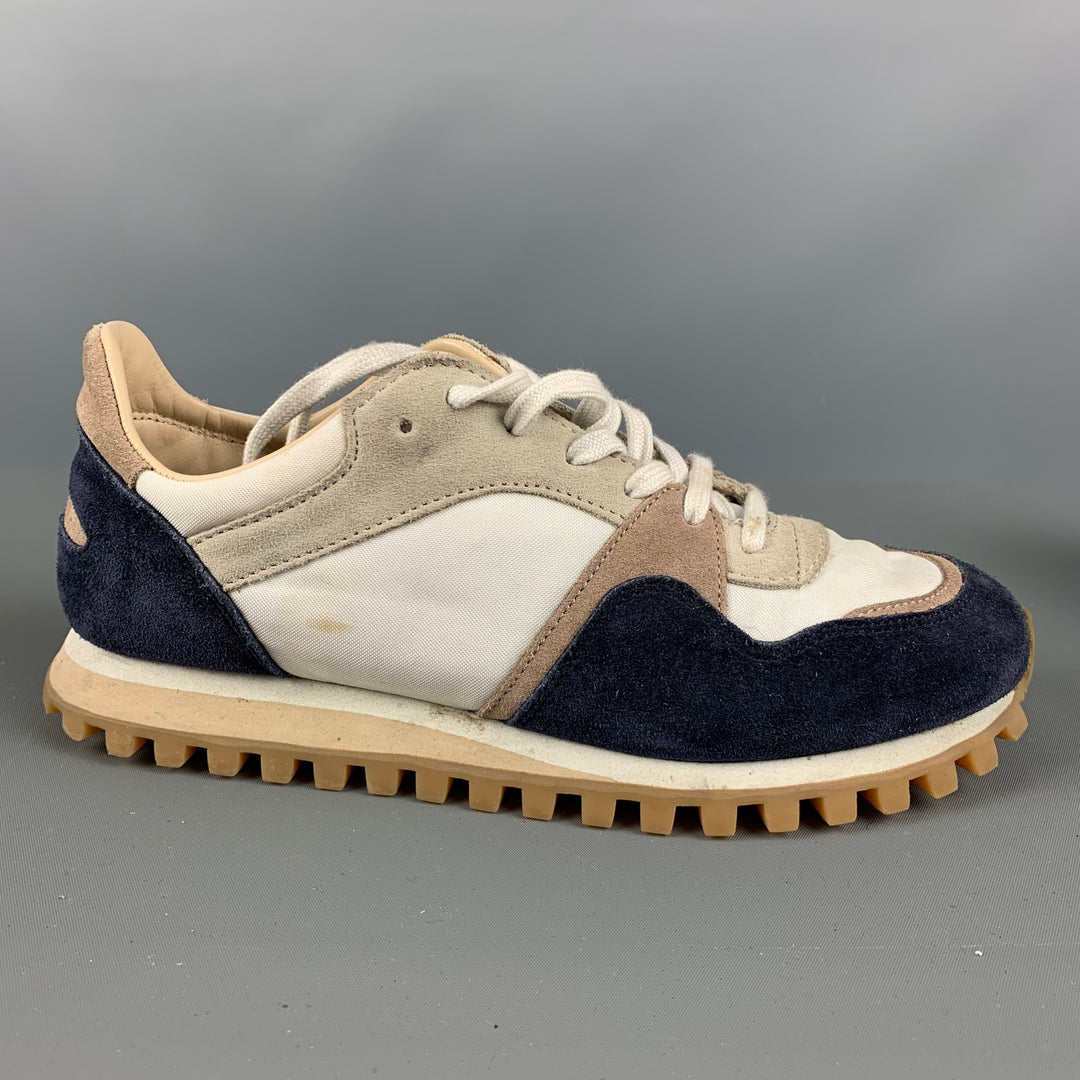 SPALWART Size 7 Blue Cream Nylon Color Block Low Top Sneakers