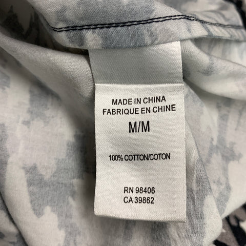 THEORY Size M Off White Black Camo Cotton Button Up Long Sleeve Shirt