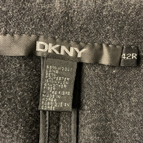 DKNY Size 42 Grey Charcoal Heather Wool Polyester Nylon Notch Lapel Jacket