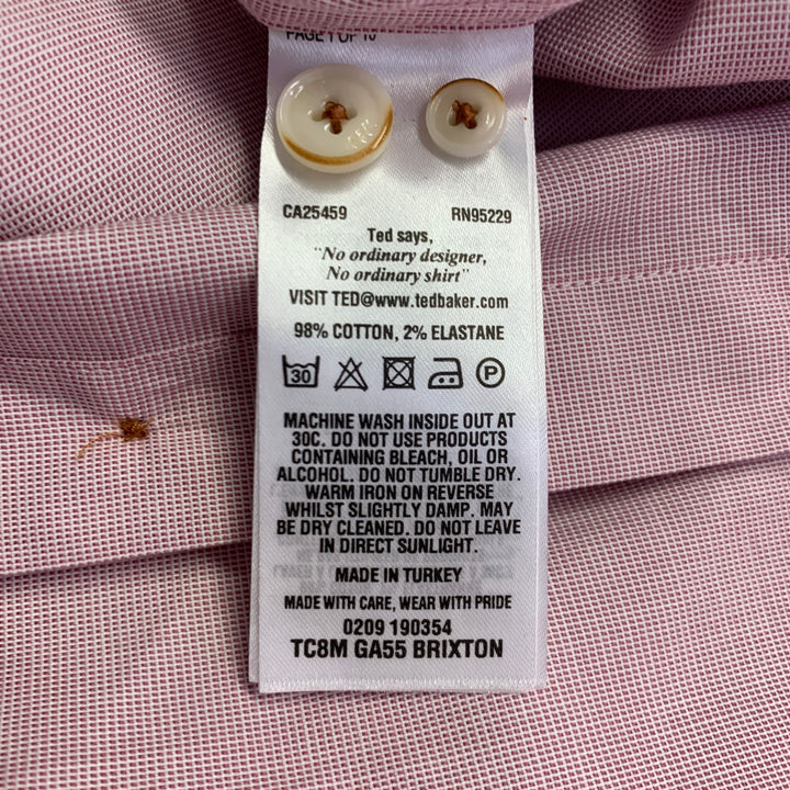 TED BAKER Size XS Brixton Red White Woven Cotton Blend One Pocket Long Sleeve Shirt