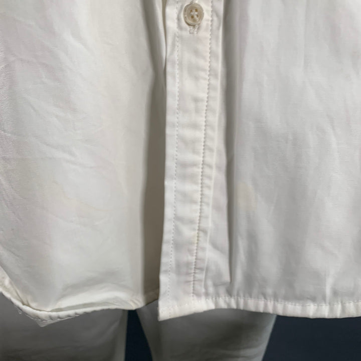 EVISTUB Size L White Cotton Oversized Long Sleeve Shirt