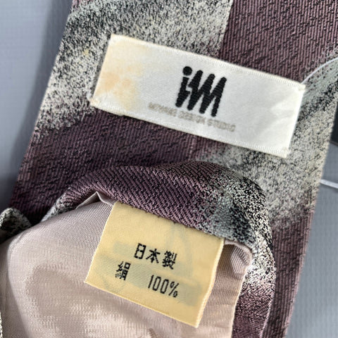 ISSEY MIYAKE Grey Mauve Stripe Silk Tie