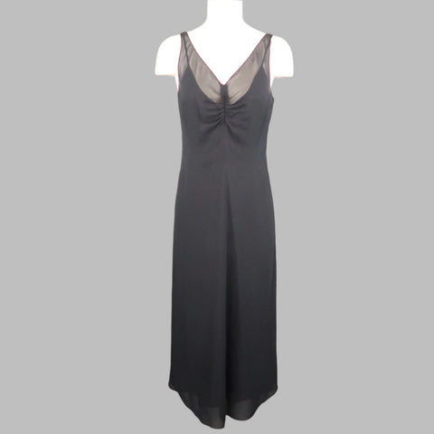 ARMAND VENTILO Size 4 Navy Chiffon Shift Evening Dress