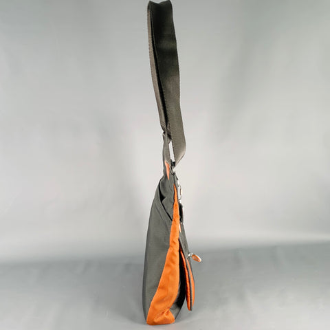 TUMI Grey Orange Color Block Nylon Leather Messenger Bag