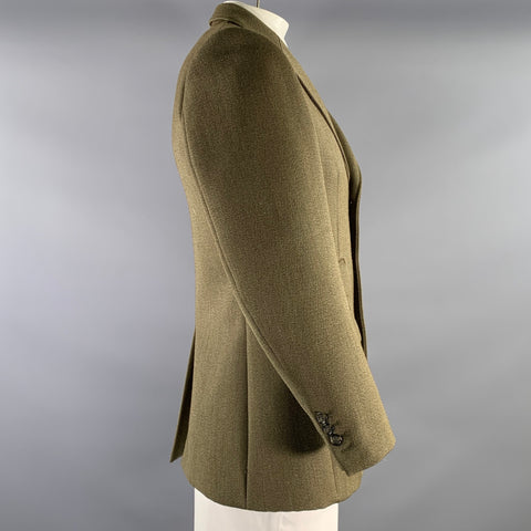 CORDINGS Chest Size 40 Green Textured Wool Notch Lapel Sport Coat