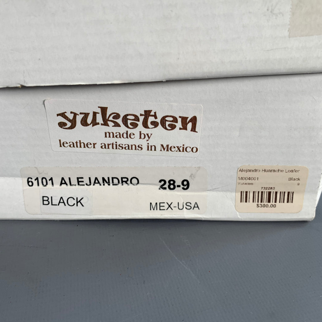 YUKETEN Size 9 Alejandro Black Woven Leather Huarache Loafers