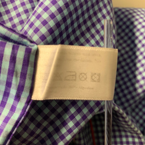ETON Size S Blue Purple Gingham Cotton Long Sleeve Shirt