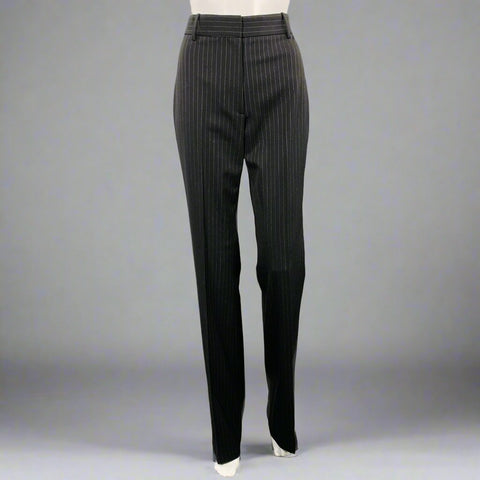 NILI LOTAN Size 2 Black Grey Polyester Blend Pinstripe Peak Lapel Pantsuit