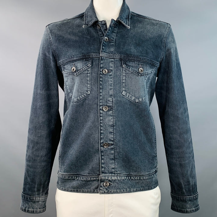 JOHN VARVATOS Size XL Blue Grey Cotton Blend Denim Twill Patch Pockets Jacket