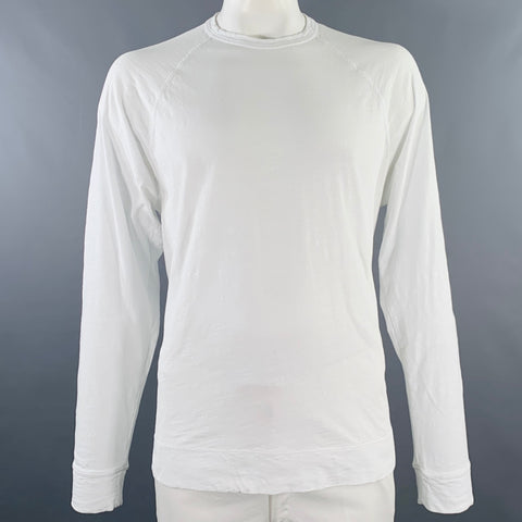 JAMES PERSE Size XL White Cotton Crew Neck Long Sleeve T-shirt