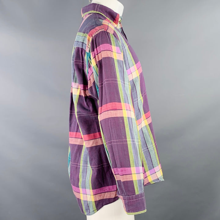 GITMAN BROS Size M Multi Color Madras Plaid Cotton One Pocket Long Sleeve Shirt