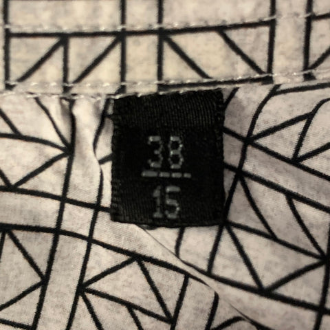 JIL SANDER Size S Grey Black Geometric Pointed Collar Long Sleeve Shirt