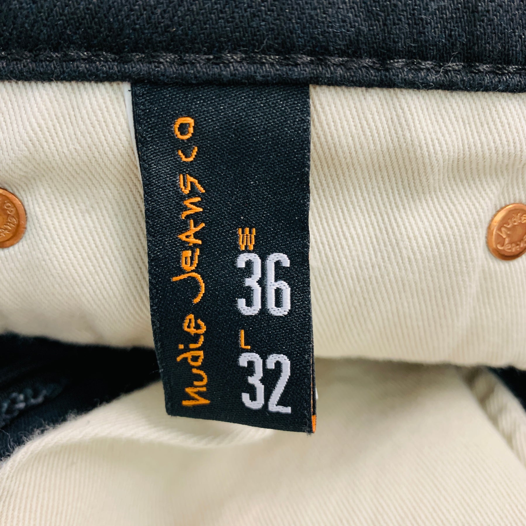 NUDIE JEANS Size 36 Black Solid Cotton Elastane Zip Fly Jeans