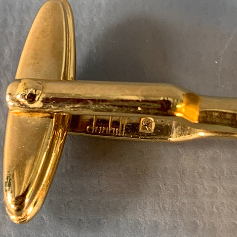 DUNHILL Gold Engraved Metal Monogram Cuff Links