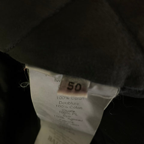 BALMAIN Size 40 Navy Distressed Cotton Bomber Jacket