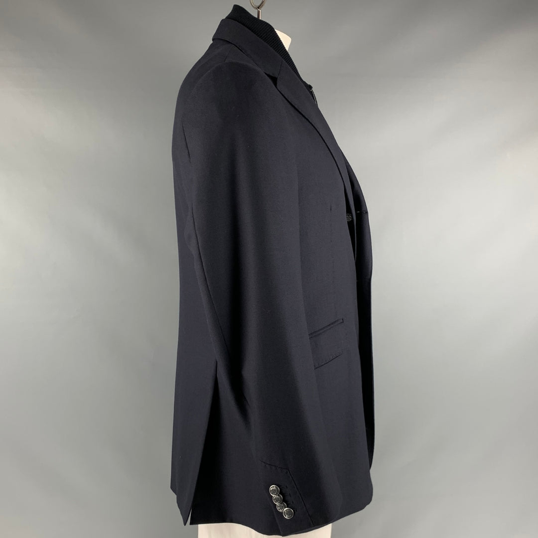 CORNELIANI Size 42 Navy Virgin Wool Single Breasted Jacket