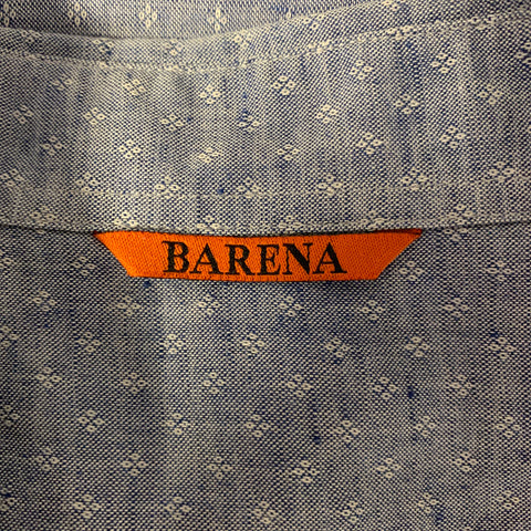 Chemise BARENA taille XL à manches longues en coton à motifs géométriques bleus et blancs