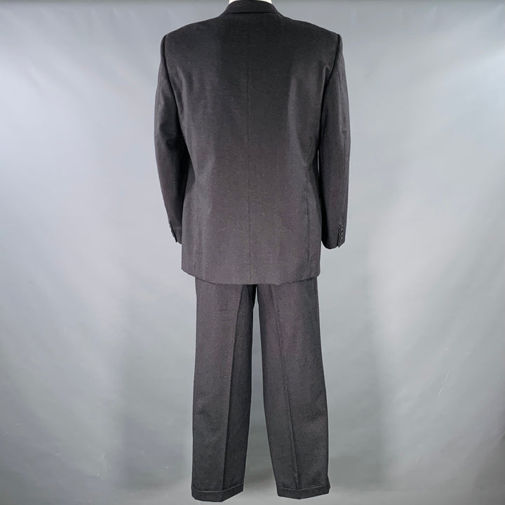 VALENTINO Size 43 Regular Grey Charcoal Virgin Wool Notch Lapel Suit