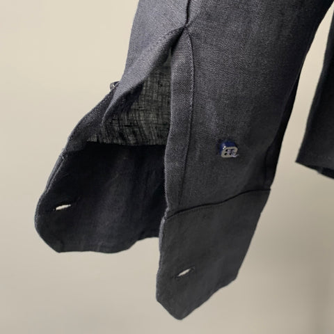 CAPRI Size XL Navy Linen Camp Long Sleeve Shirt