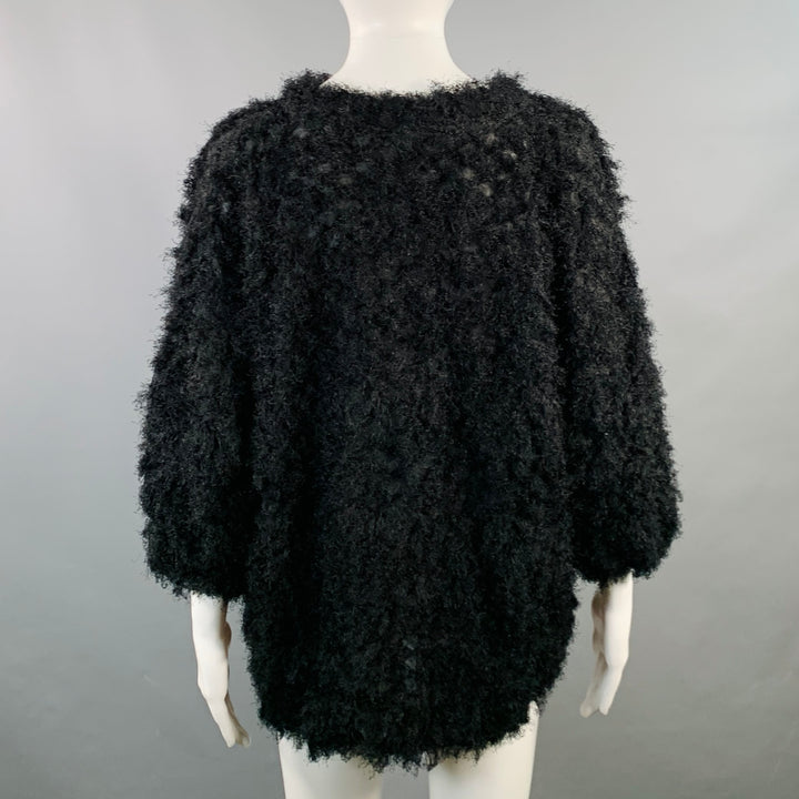 ISSEY MIYAKE Size M Black Polyester Wrinkled Shaggy Dolman Sleeve Pullover