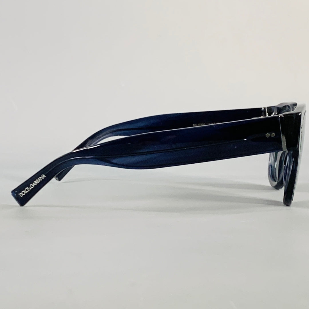 DOLCE & GABBANA Navy Marbled Acetate Square Sunglasses