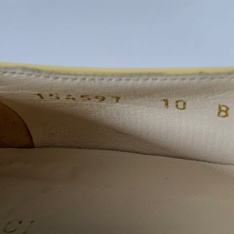 GUCCI Vintage Size 10 Vernice Beige Red Blue Patent Leather Web Bamboo Buckle Flats