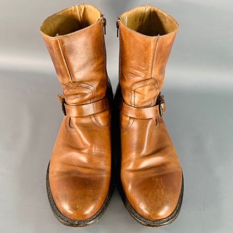 FRYE Size 13 Brown Leather Side Zipper Harness Boots