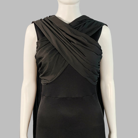 SANDRO Size S Black Viscose Blend Sleeveless Wrap Maxi Dress