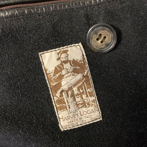 HARVEY LOGAN Size XXL Black Leather Double Breasted Coat