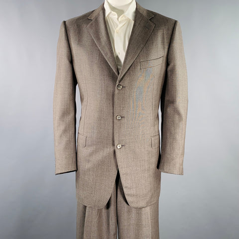 ERMENEGILDO ZEGNA Size 48 Regular Brown Wool Notch Lapel Suit