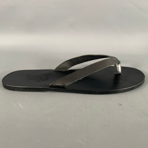 ANCIENT GREEK SANDALS Size 11 Black Solid Thong Sandals