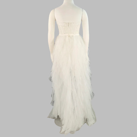 FOR LOVE & LEMONS Size L White Nylon Ruffled Lace Strapless Corset Dress