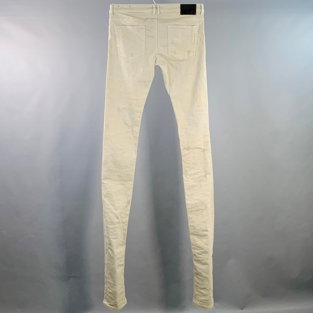 DIESEL BLACK GOLD Size 33 Grey Distressed Cotton Blend Stacked Jeans