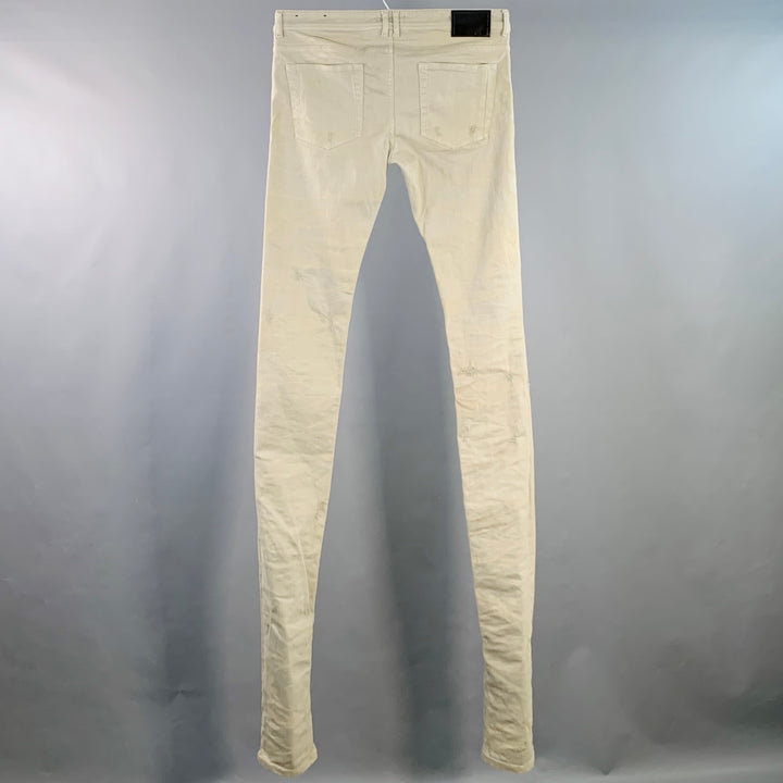 DIESEL BLACK GOLD Size 33 Grey Distressed Cotton Blend Stacked Jeans