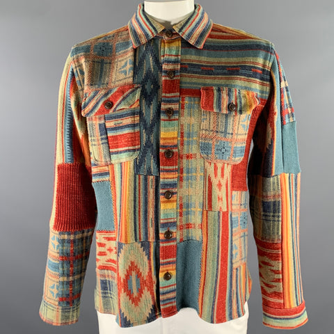 RRL by RALPH LAUREN Size XL Red Patchword Shirt Jacket