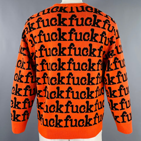 SUPREME Size L Orange Black Acrylic Long Sweater