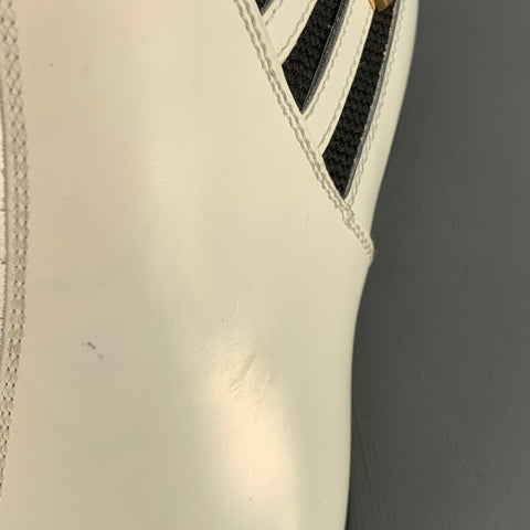 GUCCI Size 7.5 White Black Gold Leather Pointed Toe Pull On Ankle Boots