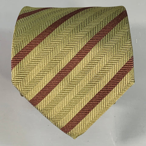LUCIANO BARBERA Brown Olive Diagonal Stripe Silk Tie