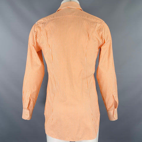 ETRO Size S Orange White Cotton Button Up Long Sleeve Shirt