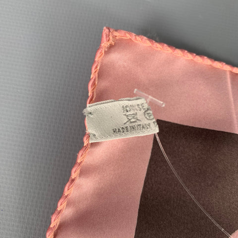 ERMENEGILDO ZEGNA Pink Brown Dots Silk Pocket Square