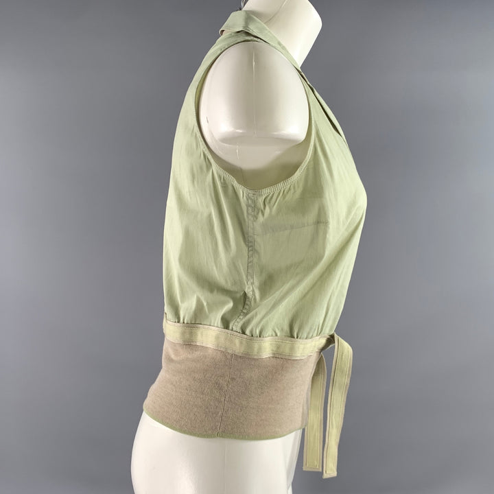 BRUNELLO CUCINELLI Size S Tan Mint Cotton Polyamide Sleeveless Casual Top
