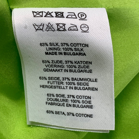 DRIES VAN NOTEN Size S Neon Green Silk Cotton Notch Lapel Suit