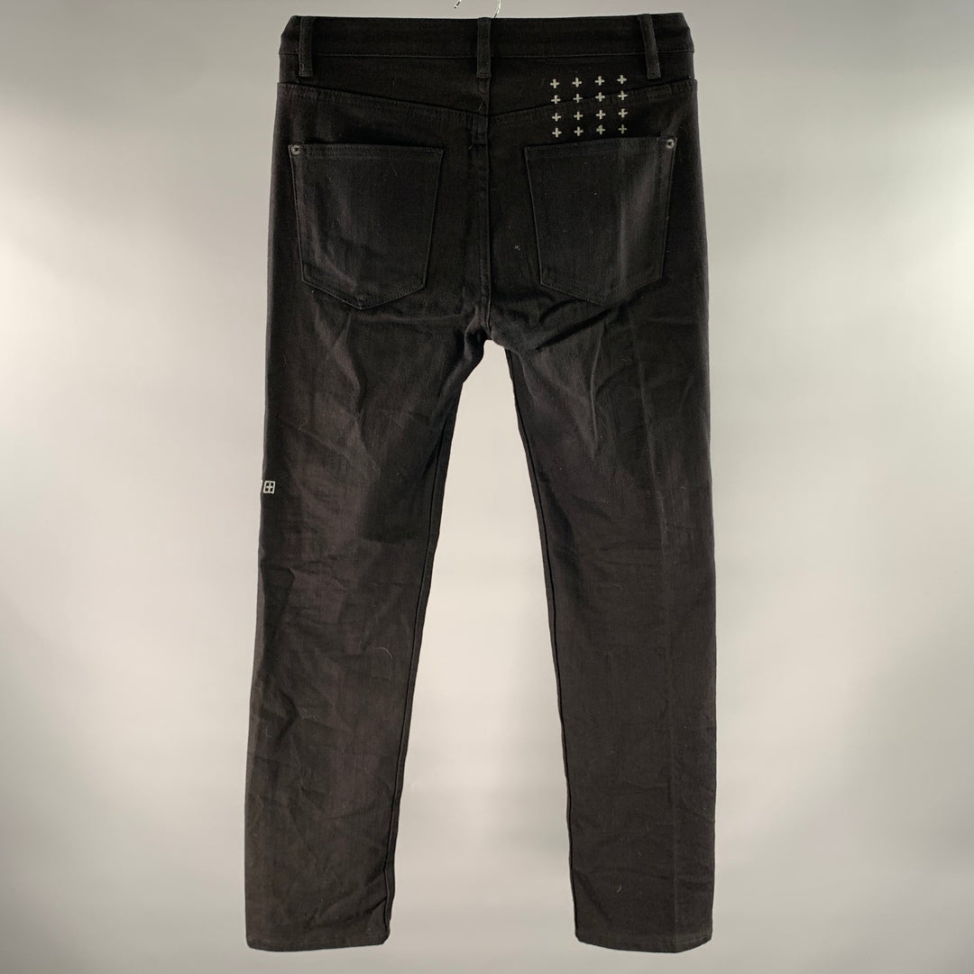 KSUBI Size 31 Black Cotton Slim Fit Pants