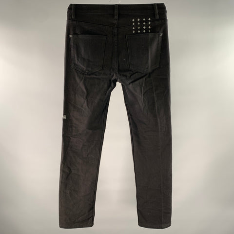 KSUBI Size 31 Black Cotton Slim Fit Pants