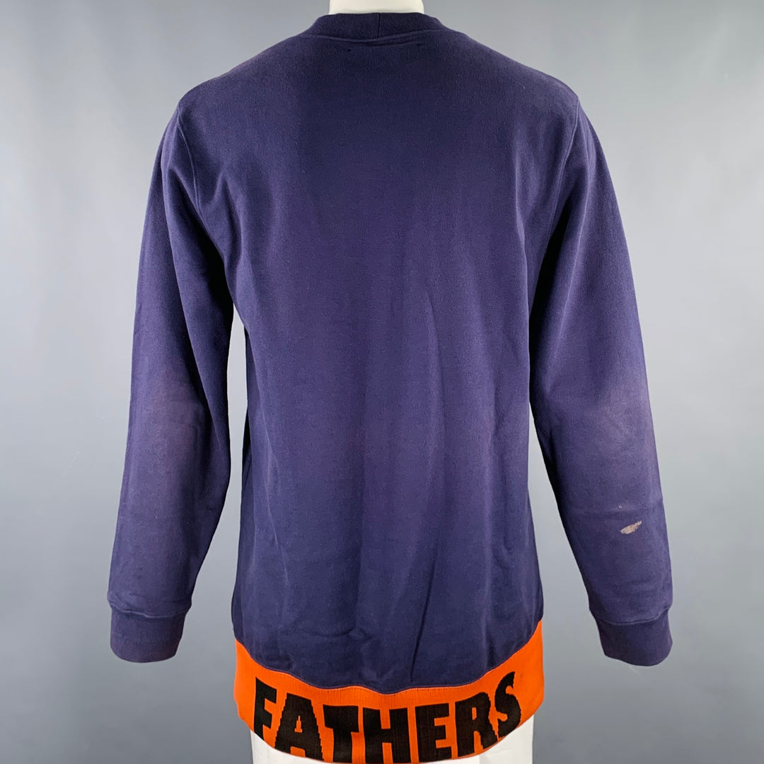 RAF SIMONS Size XXL Navy Shark Print Cotton Crew-Neck Sweatshirt