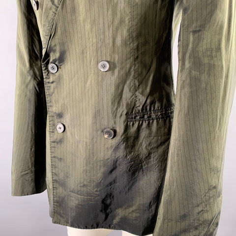 HAIDER ACKERMANN Size 38 Green Olive Pinstripe Viscose Blend Jacket